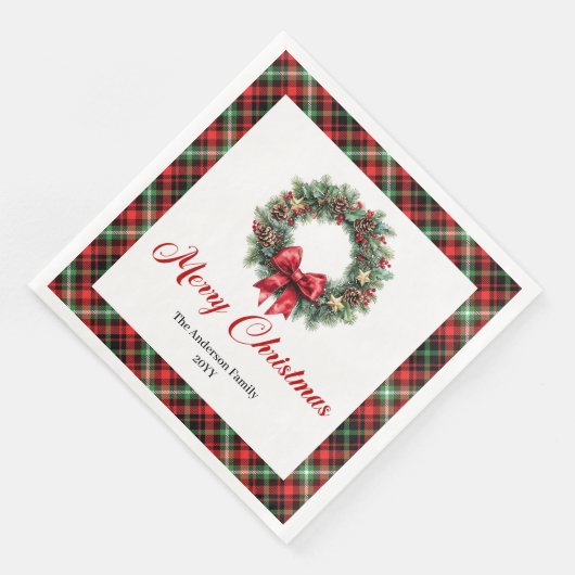Classic Red Green Plaid Christmas Napkins Set Serviette (Ecke)