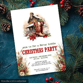 Classic red green ranch Christmas party invite Einladung