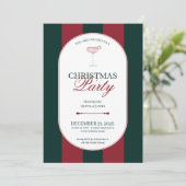 Classic red green stripe Christmas Invitation Einladung (Stehend Vorderseite)