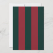 Classic red green stripe Christmas Invitation Einladung (Rückseite)