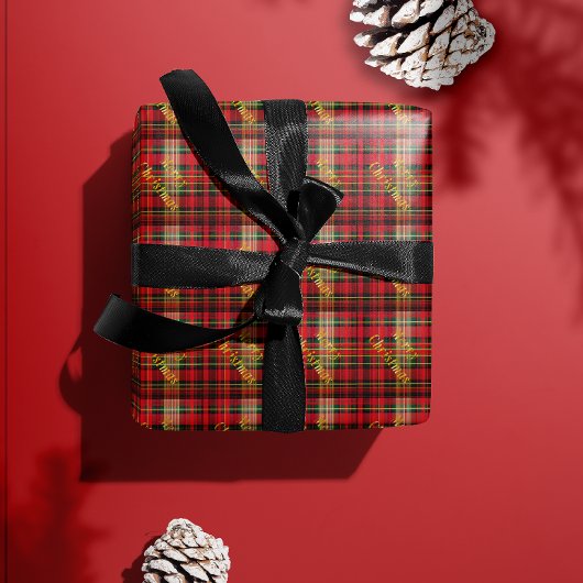 Classic Red & Green Tartan Kariert Frohe Weihnacht Geschenkpapier