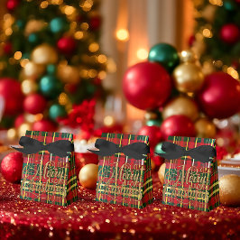 Classic Red & Green Tartan “Merry Christmas” Favor Geschenkschachtel