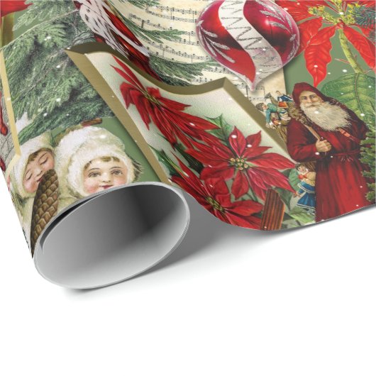Classic Red & Green Viktorianisch Christmas Geschenkpapier (Rolleneckpunkt)