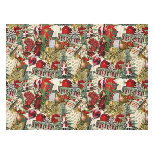 Classic Red & Green Viktorianisch Christmas Tischdecke (Vorderseite (Horizontal))