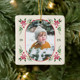 Classic Red & Green Vintag Hütte Weihnachten Keramikornament