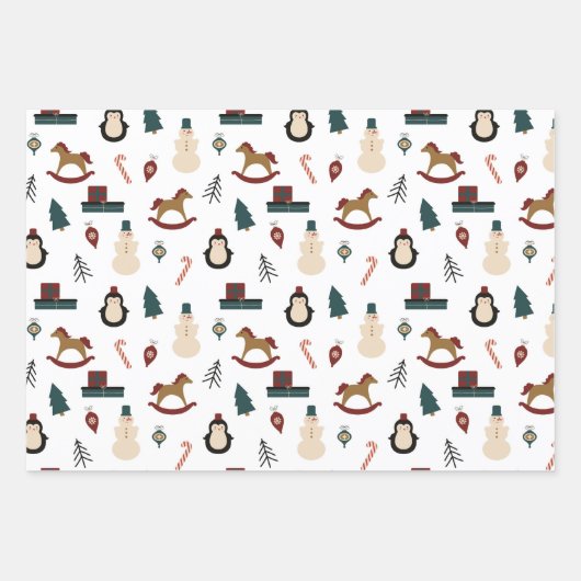 Classic Red & Green Weihnachten Süssen Geschenkpapier Set (Vorderseite 2)