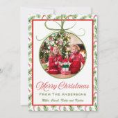 Classic Red & Green Weihnachtsschmuck Foto Feiertagskarte (Vorderseite)