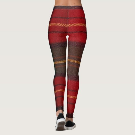 Classic Red Green Yellow Tartan Plaid Leggings (Rückseite)