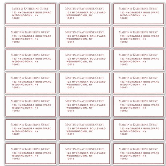 Classic Red Guest Mailing Labels 21 pro Blatt (Vorderseite)