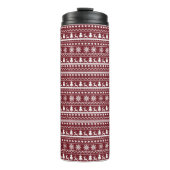Classic Red Holiday Christmas Sweater Pattern Thermosbecher (Vorderseite)