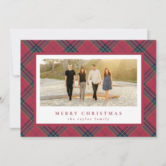 Classic Red Kariert Christmas Card Feiertagskarte (Vorderseite)