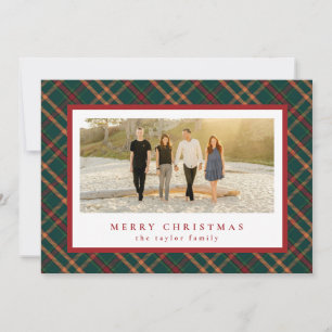 Classic Red Kariert Christmas Card Feiertagskarte