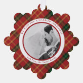 Classic Red Kariert Christmas Foto Ornament Card Karte (Vorderseite)