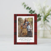 Classic Red Kariert Frame Foto Weihnachten (Stehend Vorderseite)