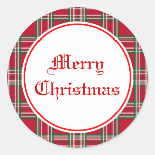 Classic Red Kariert Merry Christmas Sticker