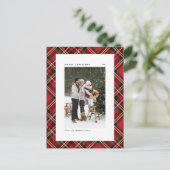 Classic Red Kariert Pattern Frohe Weihnachten Foto (Stehend Vorderseite)