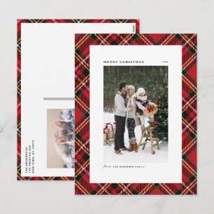 Classic Red Kariert Pattern Frohe Weihnachten Foto