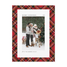 Classic Red Kariert Pattern Frohe Weihnachten Foto