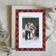 Classic Red Kariert Pattern Frohe Weihnachten Foto