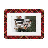 Classic Red Kariert Pattern Frohe Weihnachten Foto Magnet (Horizontal)