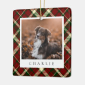 Classic Red Kariert Personalisiert Pet Dog Foto Keramikornament (Links)