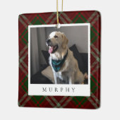 Classic Red Kariert Personalisiert Pet Dog Foto Keramikornament (Links)