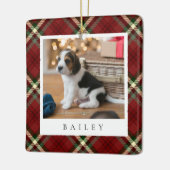 Classic Red Kariert Personalisiert Pet Dog Foto Keramikornament (Links)