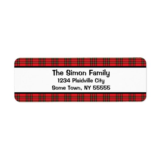 Classic Red Kariert Return Address Label (Vorne)