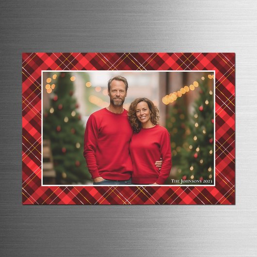 Classic Red Kariert Tartan Foto Magnet