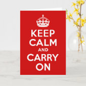 Classic Red Keep Calm und Carry On Karte (Gelbe Blume)