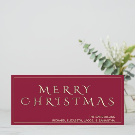 Classic Red Merry Christmas Custom Metallic (Stehend Vorderseite)