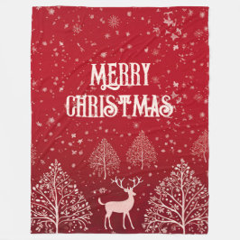 Classic Red Merry Christmas Winter Fleecedecke