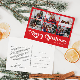 Classic Red Merry Weihnachtsjahr in Review 6 Foto Feiertagspostkarte
