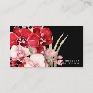 Classic Red Orchids Black Business Cards Visitenkarte