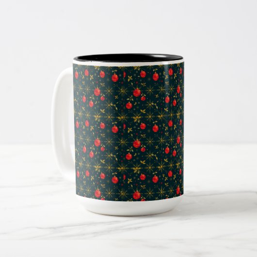Classic Red Ornaments Christmas Coffee Mug (15 oz) Zweifarbige Tasse (Vorderseite Links)