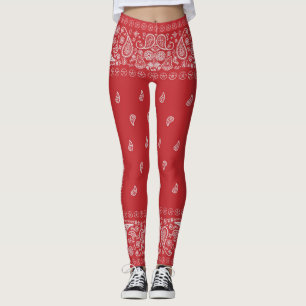 Classic Red Paisley Bandana Design Leggings