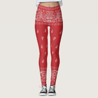 Classic Red Paisley Bandana Design Leggings