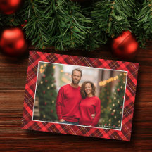 Classic Red Plaid Tartan Christmas Photo