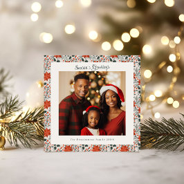 Classic Red Poinsettia Holiday Foto Weihnachten Karte