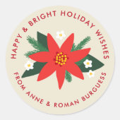 Classic Red Poinsettia Weihnachtsgeschenke Klasse Runder Aufkleber (Vorderseite)