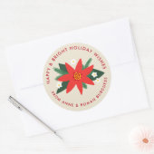 Classic Red Poinsettia Weihnachtsgeschenke Klasse Runder Aufkleber (Umschlag)