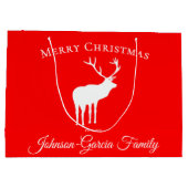 Classic Red Reindeer Elegant Christmas Große Geschenktüte (Rückseite)
