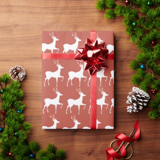 Classic Red Reindeer Pattern Holiday Wrapping Pape Geschenkpapier (Feiertagsgeschenk)