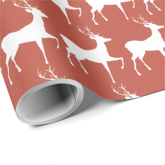 Classic Red Reindeer Pattern Holiday Wrapping Pape Geschenkpapier (Rolleneckpunkt)
