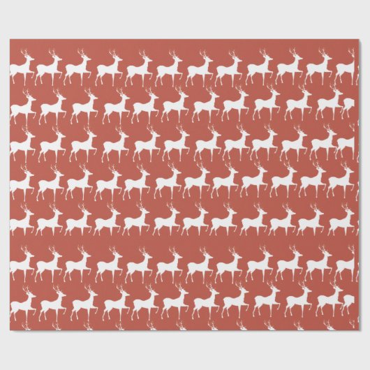 Classic Red Reindeer Pattern Holiday Wrapping Pape Geschenkpapier (Flach)