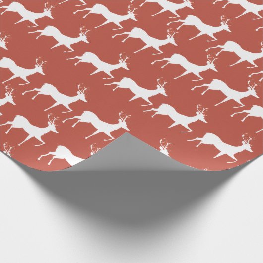 Classic Red Reindeer Pattern Holiday Wrapping Pape Geschenkpapier (Ecke)