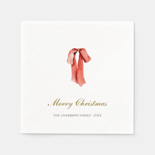 Classic Red Ribbon Holiday Serviette (Vorderseite)