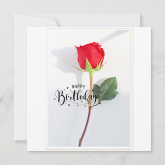 Classic Red Rose Birthday Flat Greeting Card Karte