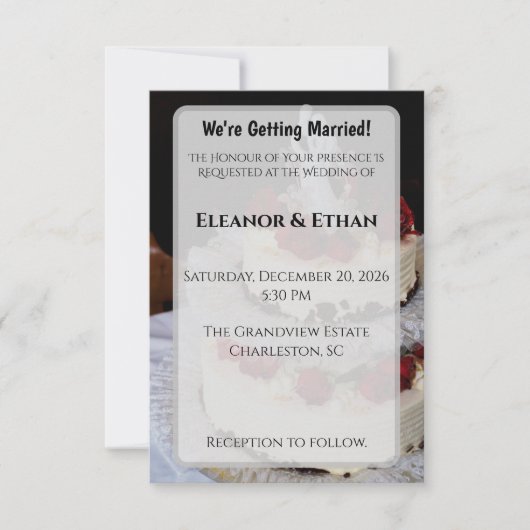 Classic Red Rose Wedding Cake Topper Elegant  Einladung (Vorderseite)