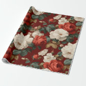Classic Red Rose White Floral Pattern Geschenkpapier (Ungerollt)